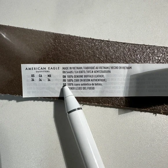 American Eagle By Payless Brown Leather Belt with Rustic Design - Picture 6 of 6